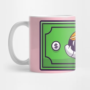 Cute Astronaut Waving Hand On Money Cartoon Mug